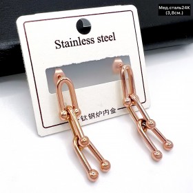 Сережки мед.сталь24К 10174 ( 3.8 см.)